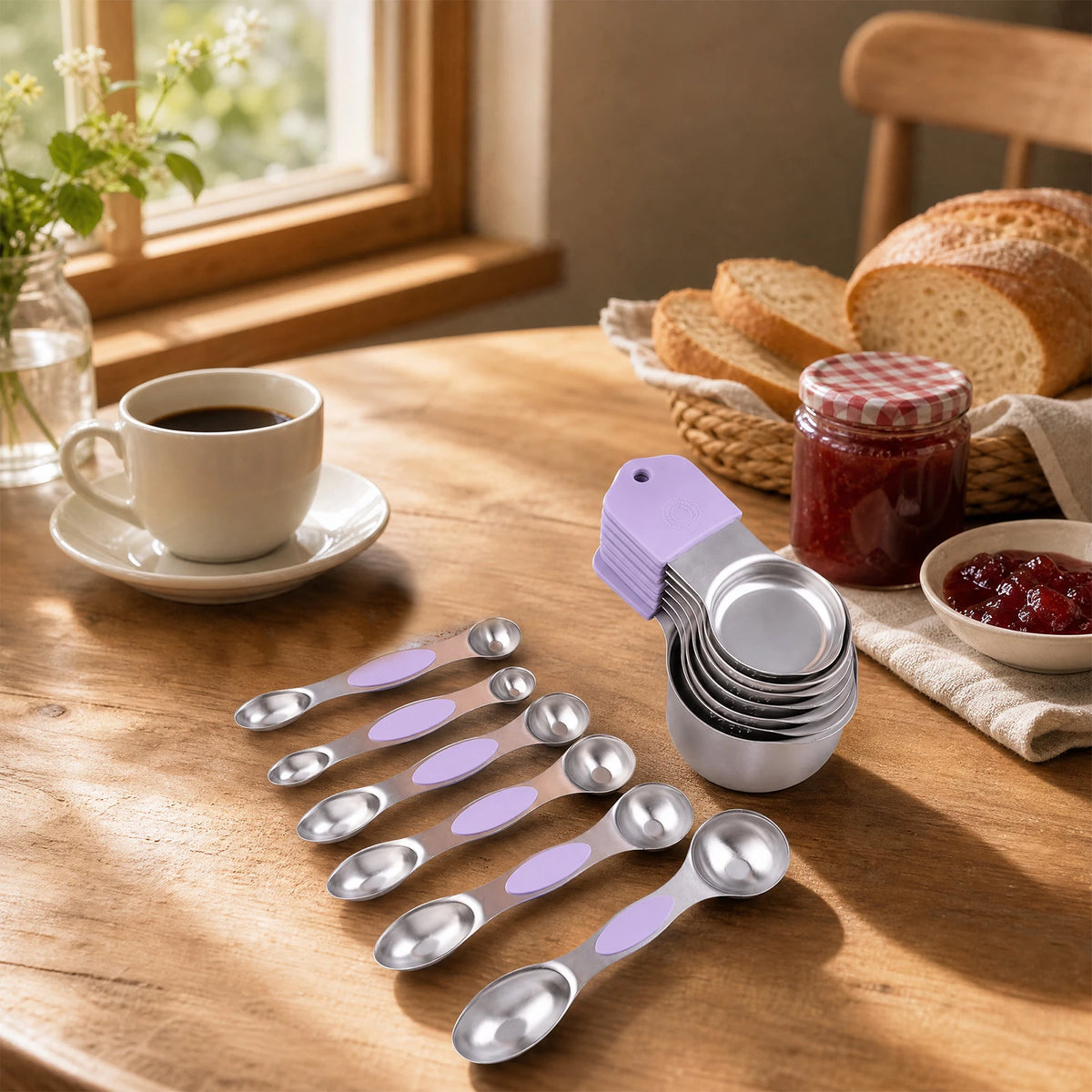 Stainless Steel Measuring Cups And Spoons Set With Leveler