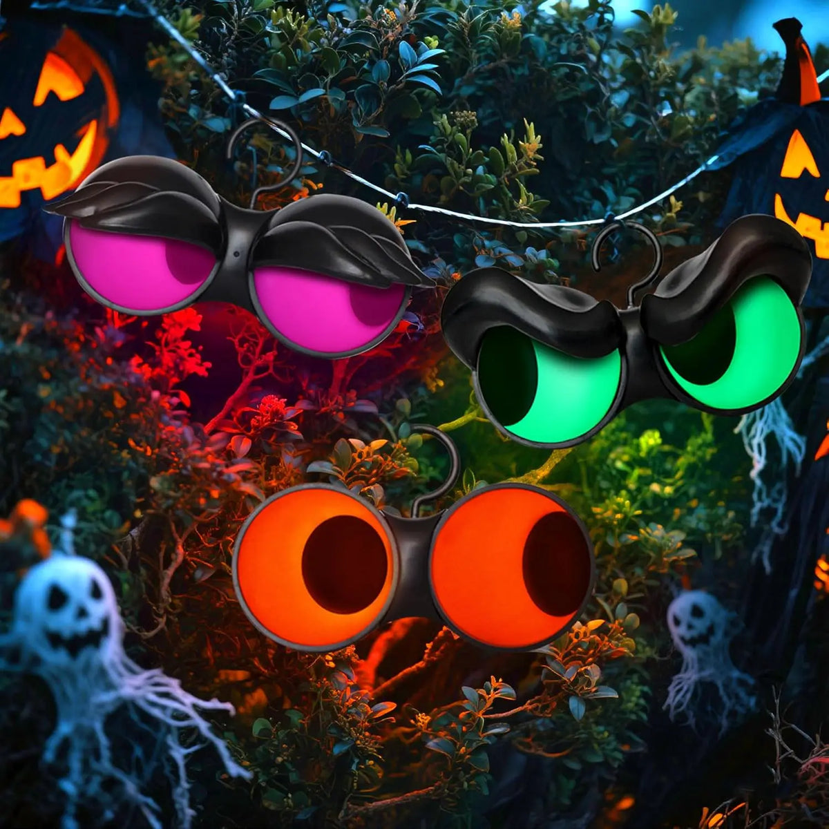 Joyfy Spooky Peeping Eyes Halloween Lights Timer 3 Pack