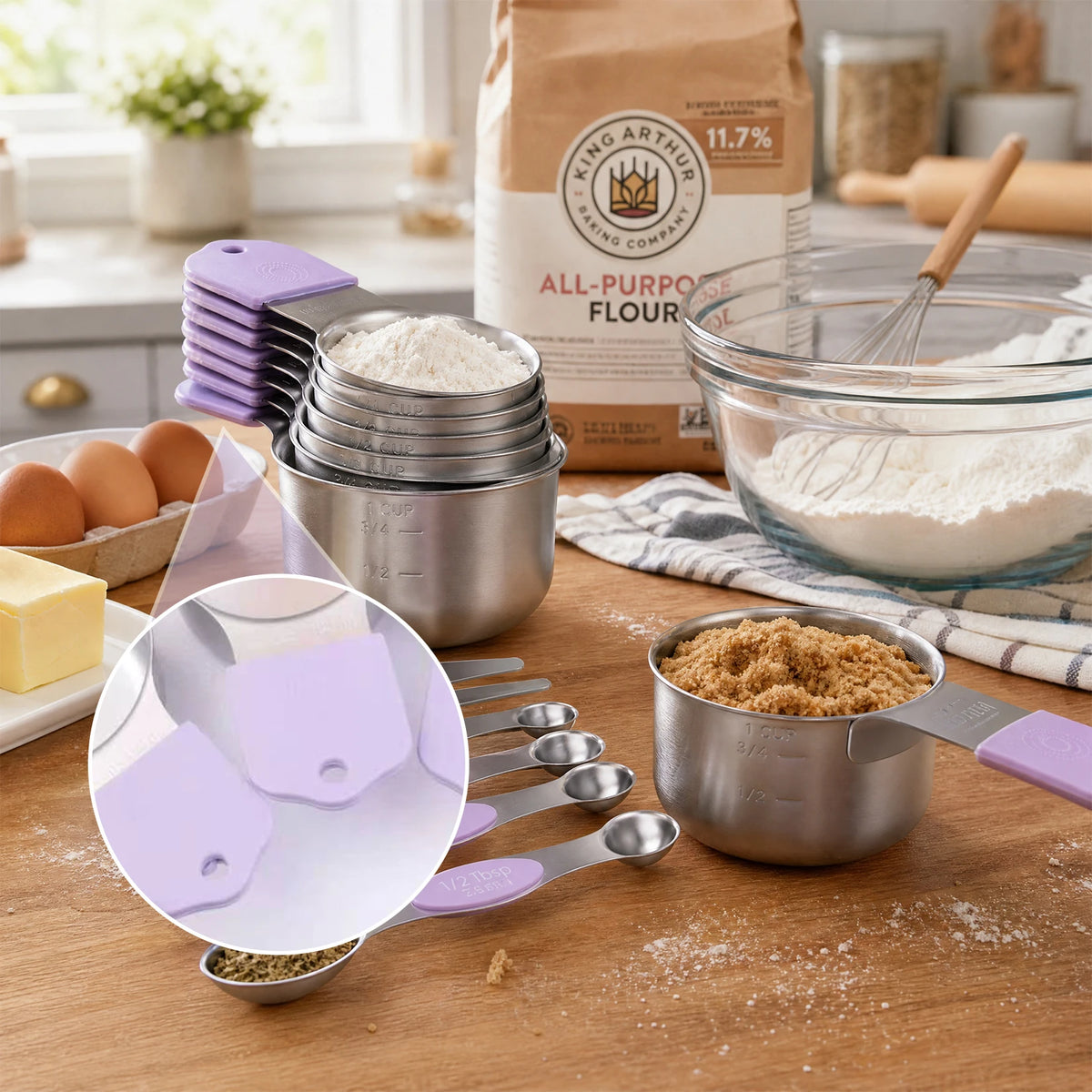 Stainless Steel Measuring Cups And Spoons Set With Leveler