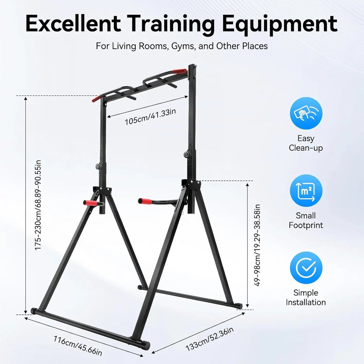 Foldable Power Tower Dip Station With Adjustable Feature