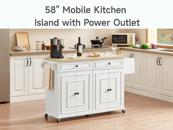 Wooden Rolling Kitchen Island With Drop Leaf Storage
