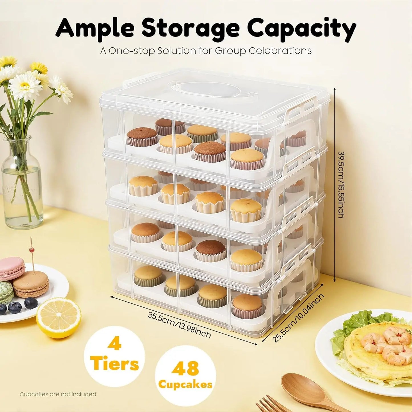 Bymaocar Stackable Cupcake Carrier And Storage Box