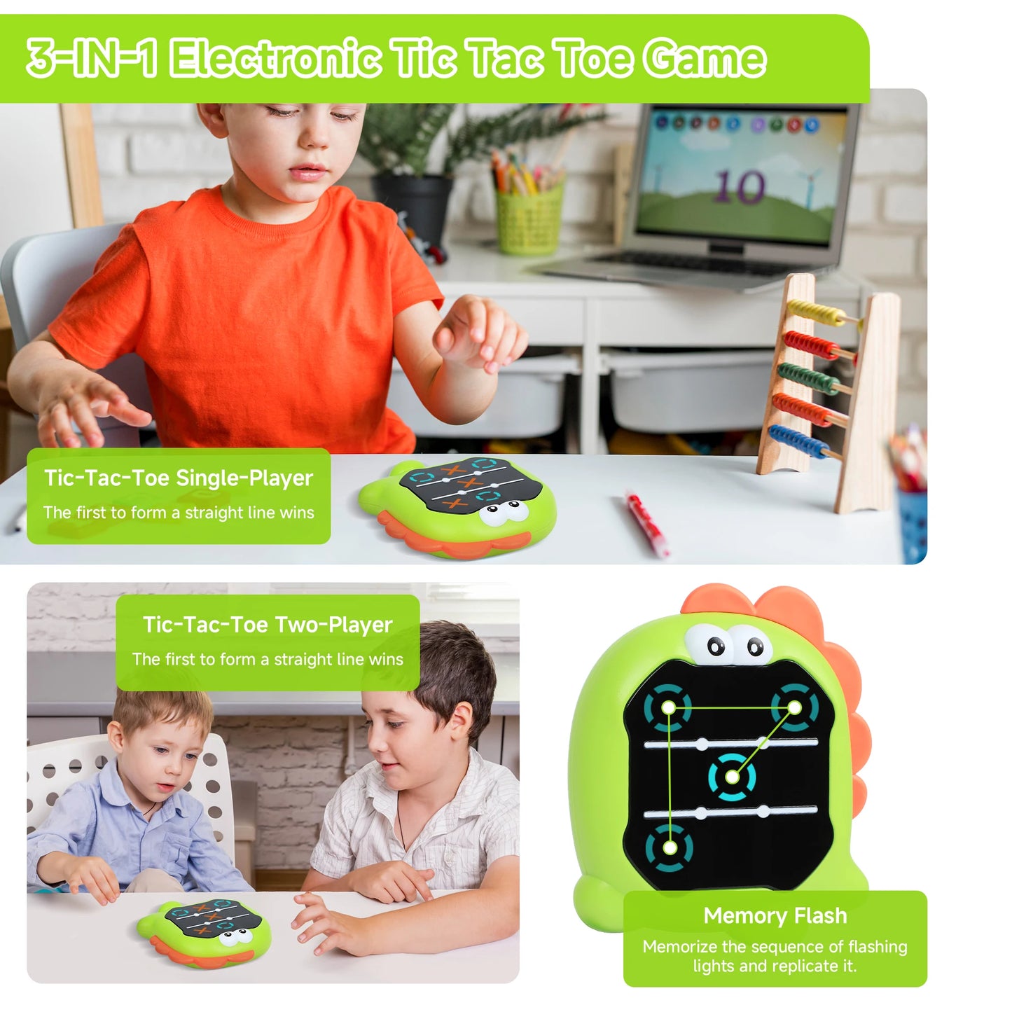 ZSUCC Electronic Tic Tac Toe Game 3in1 Portable Puzzle