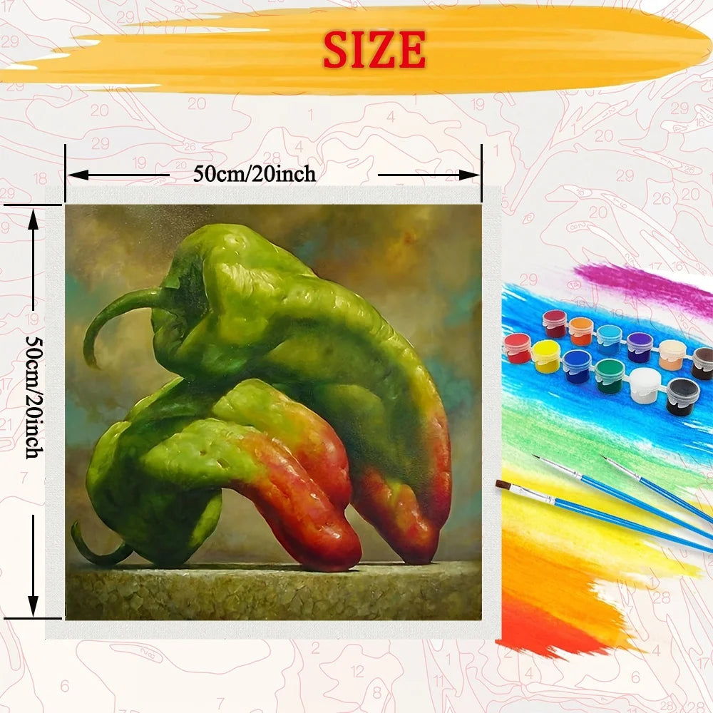 Green Pepper Paint By Numbers DIY Canvas Art Gift Kit
