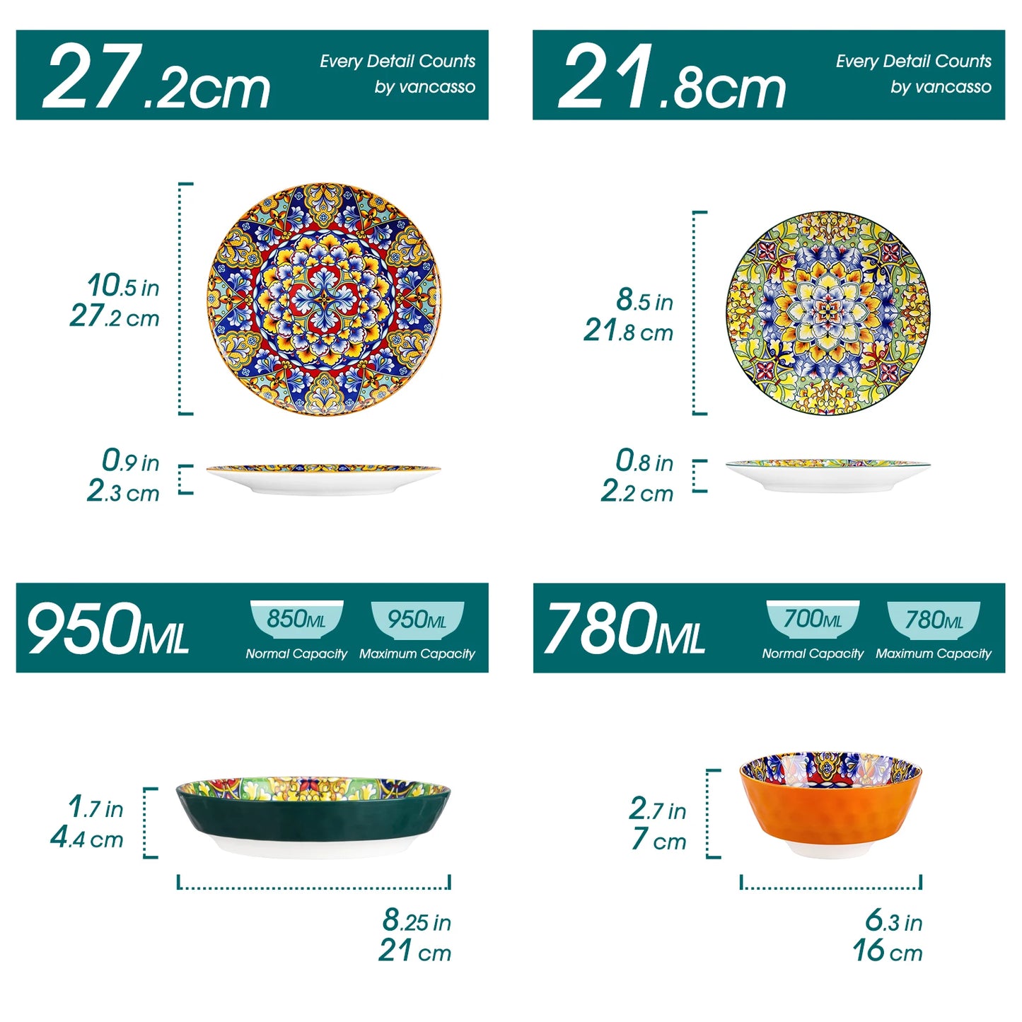 Malacasa Bohemian Style Ceramic Dinnerware Set