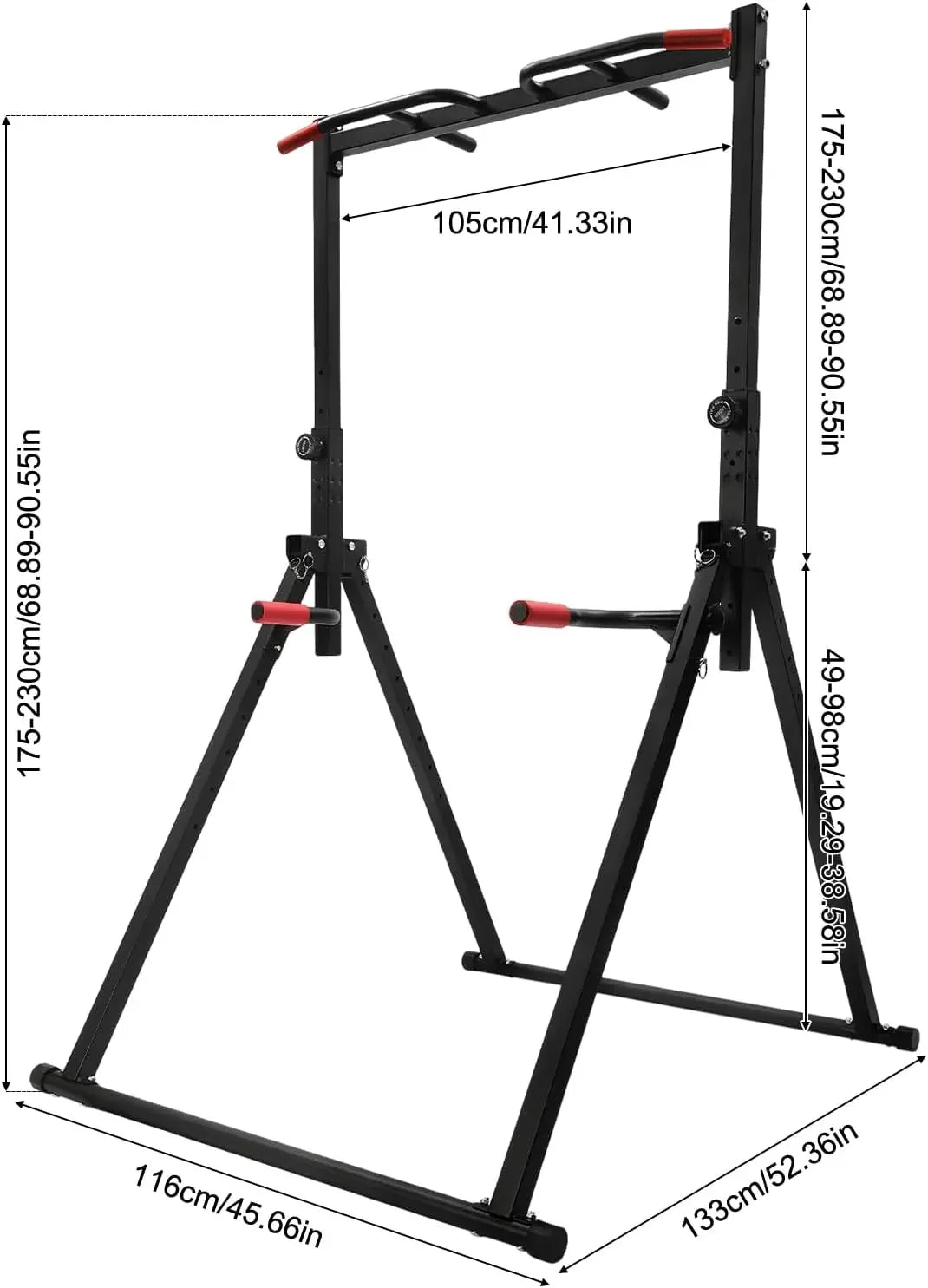 Foldable Power Tower Dip Station With Adjustable Feature