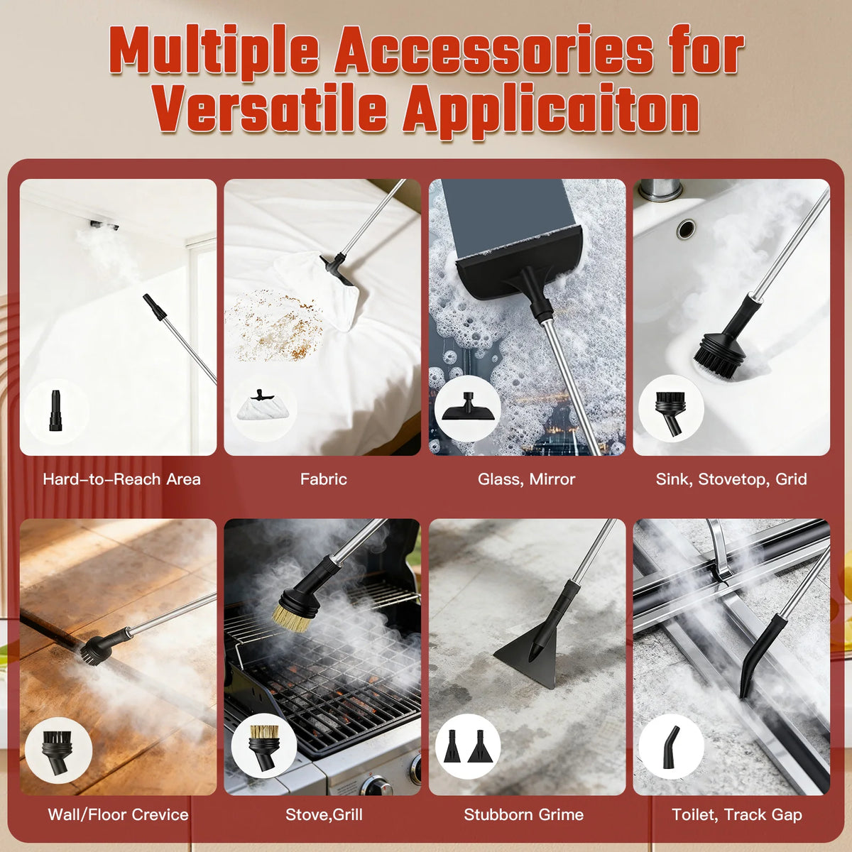 Portable Steam Cleaner With 20 Accessories And Adjustable Temp