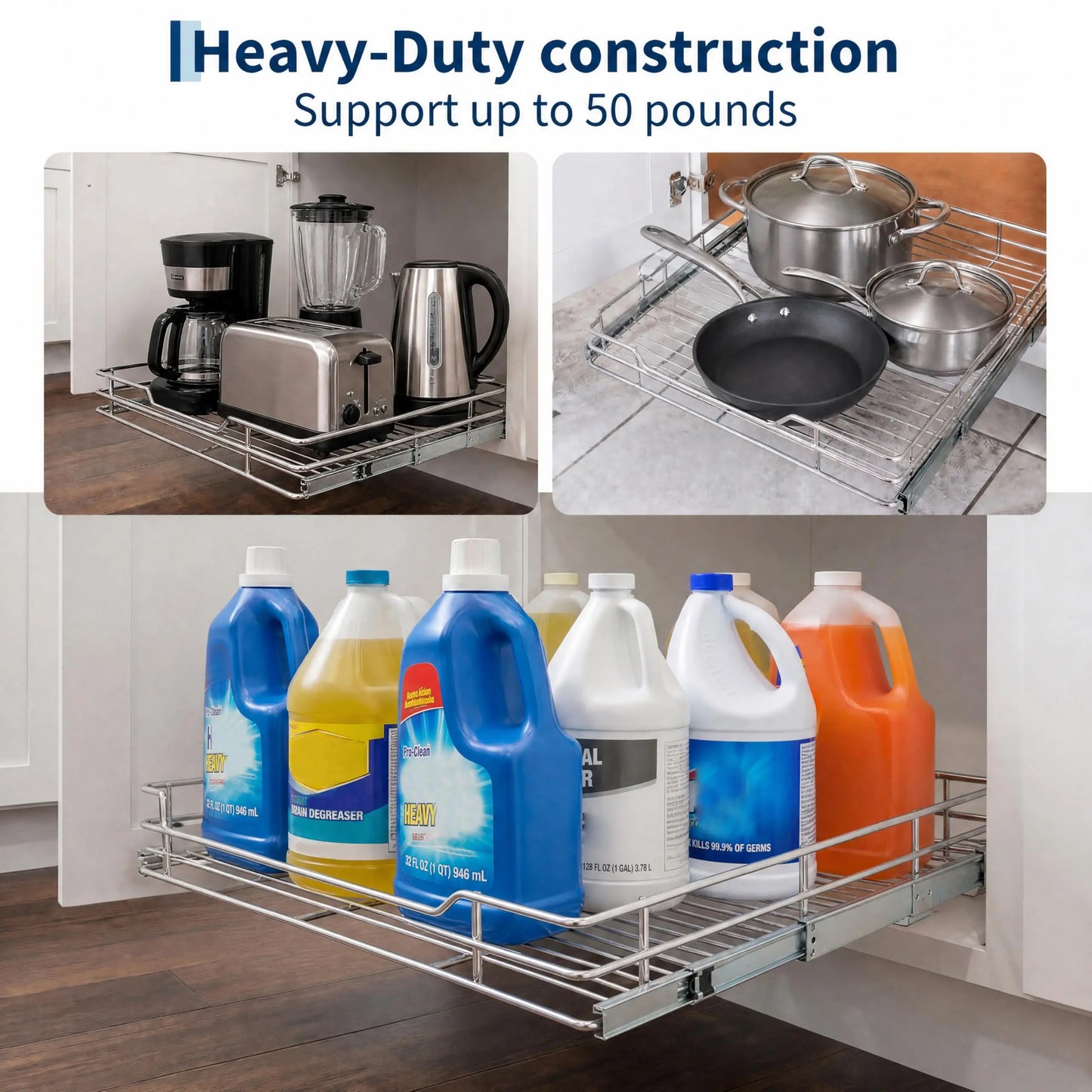 HiMISS Stainless Steel Pull Out Cabinet Organizer
