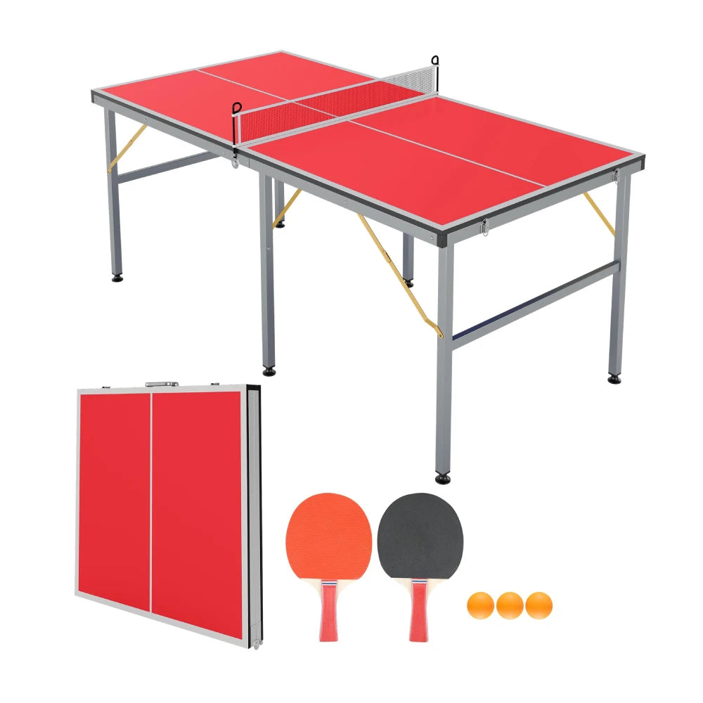 Portable Ping Pong Table Set With Net Paddles And Balls