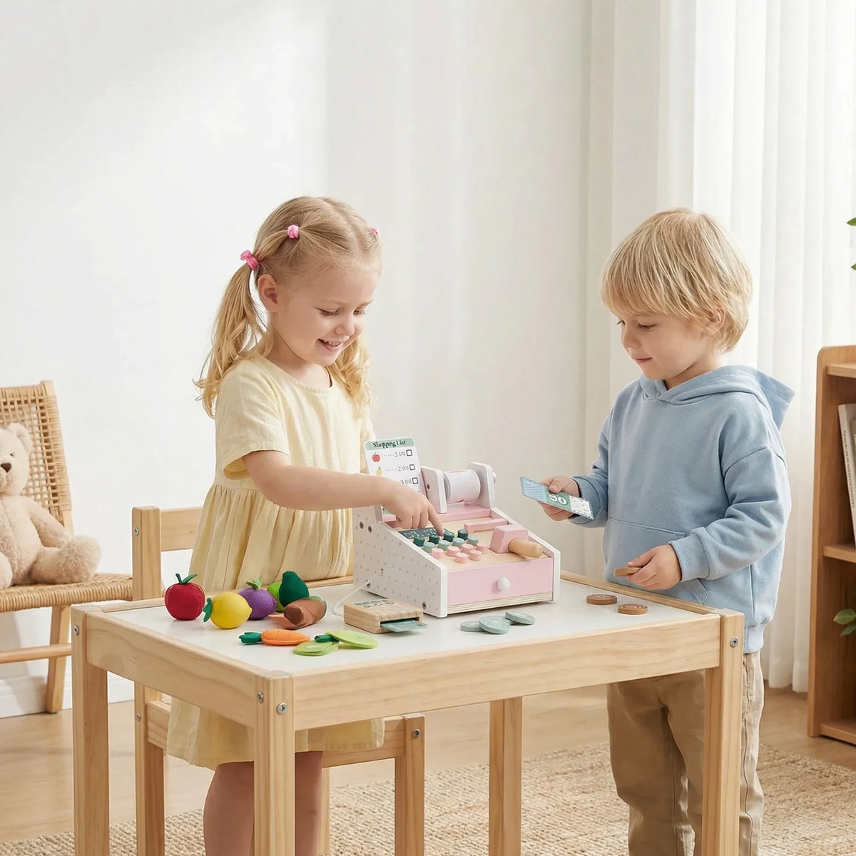 Kids Wooden Cash Register With Learning Scanner
