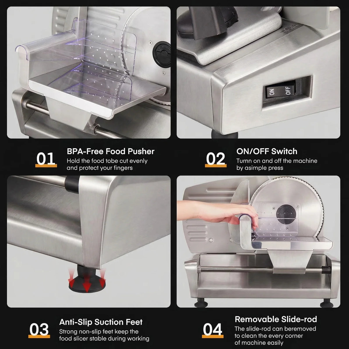 Compact Electric Deli Slicer With Adjustable Thickness Dial