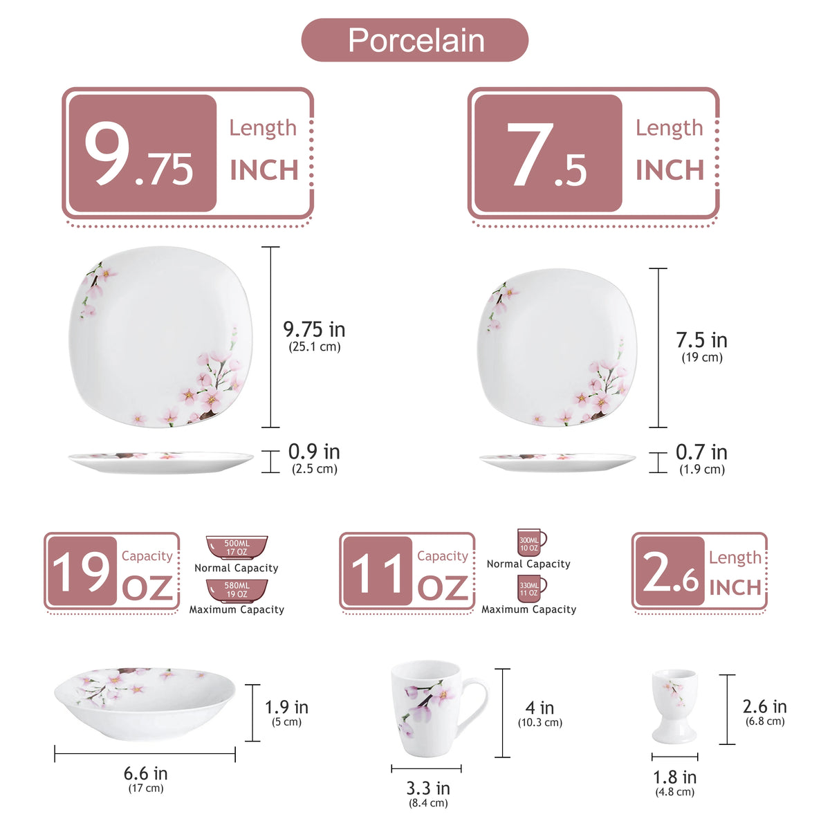 Malacasa Floral Porcelain Dinnerware Set