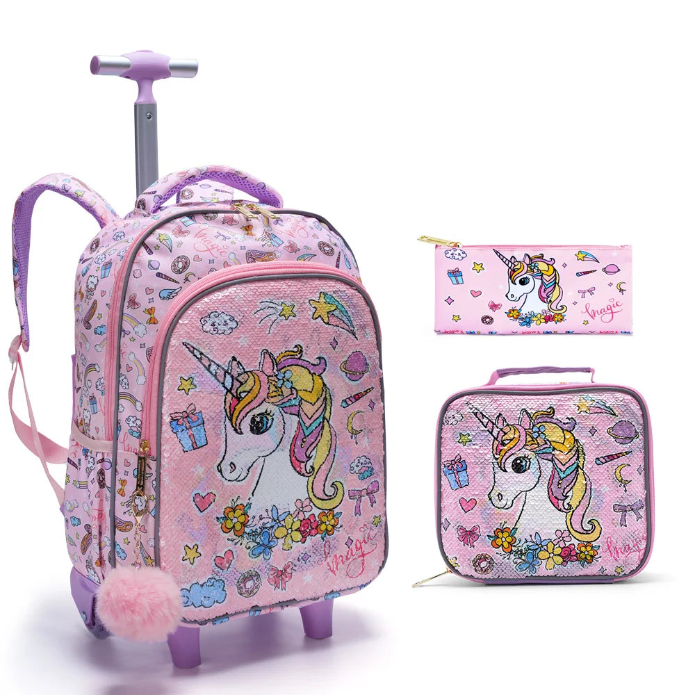 Bling Babies Girls Rolling Backpack Set