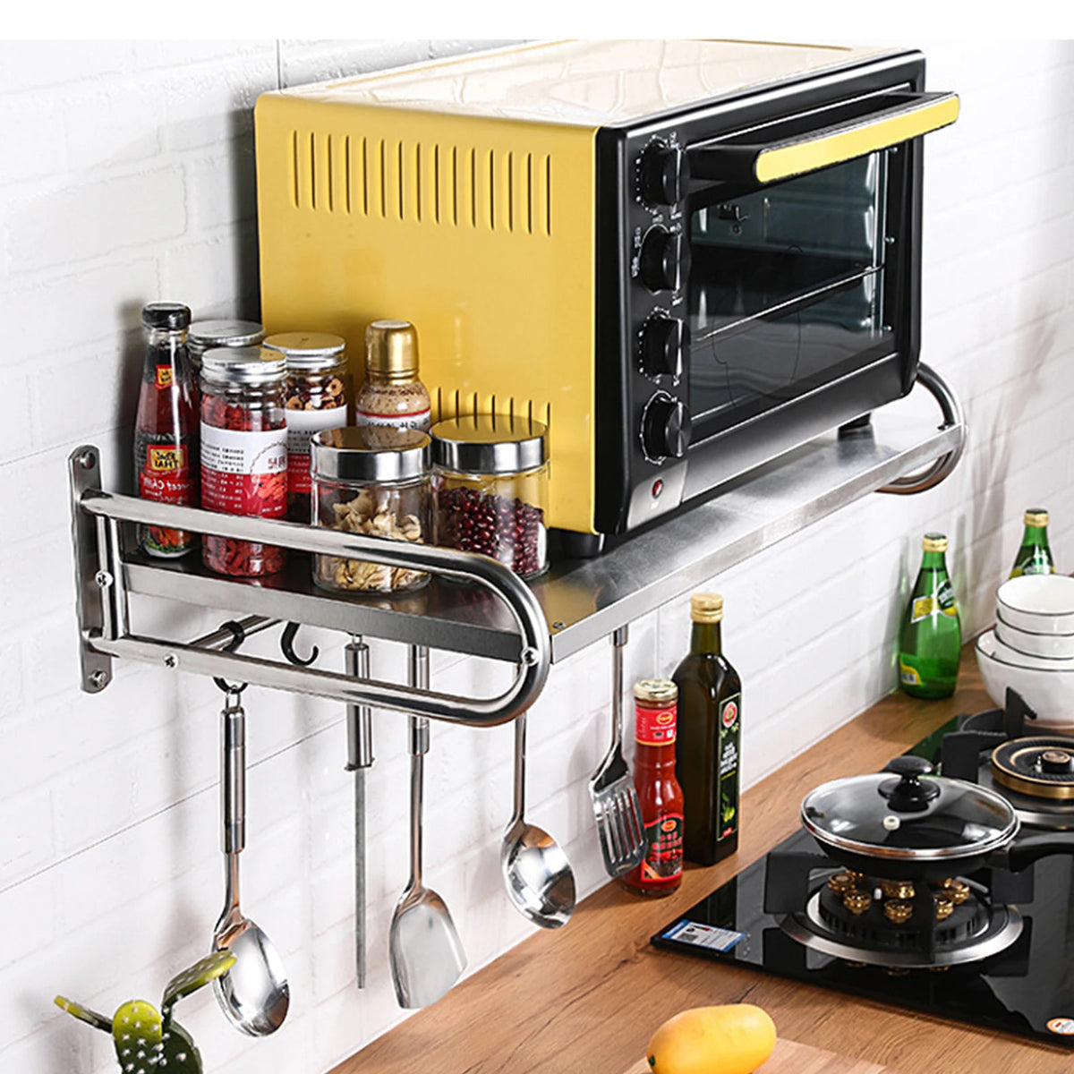 Stainless Steel Wall Mounted Kitchen Microwave Rack