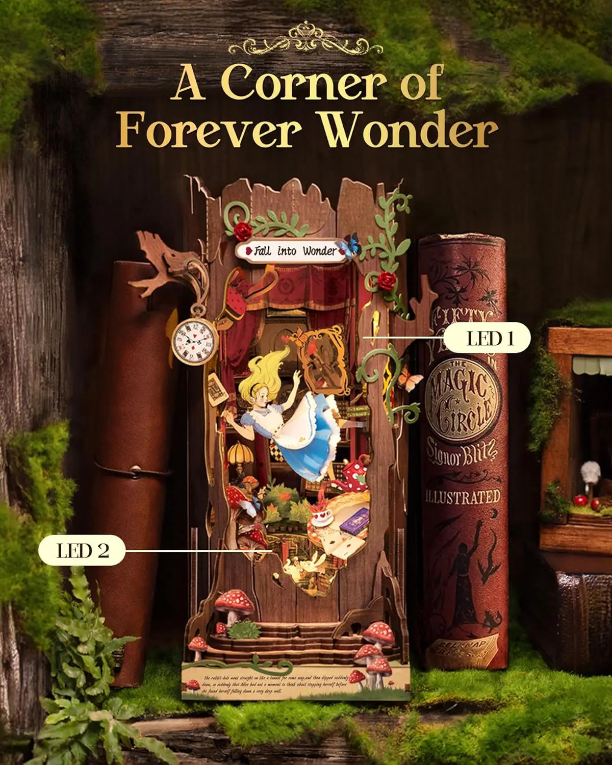 Robotime Fall Into Wonder DIY Book Nook Kit With Lights