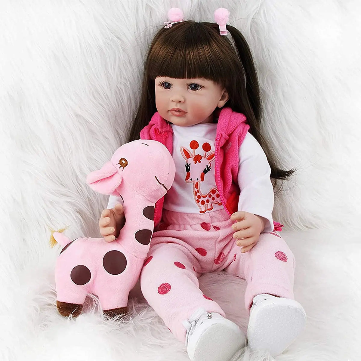 Realistic Reborn Baby Doll With Long Hair and Accessories
