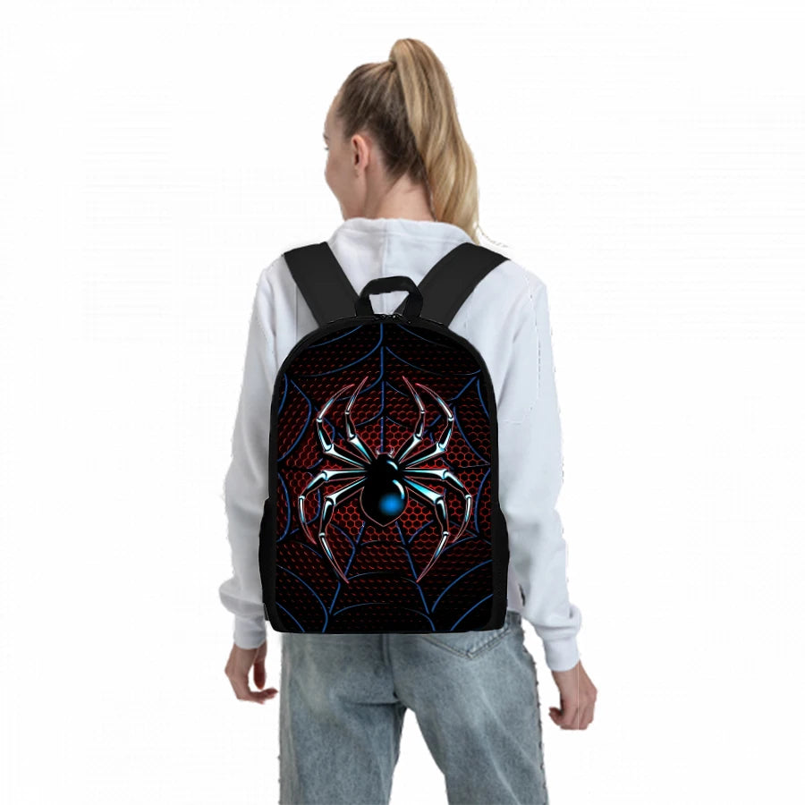 Spider Cartoon Three Piece School Backpack Set For Kids