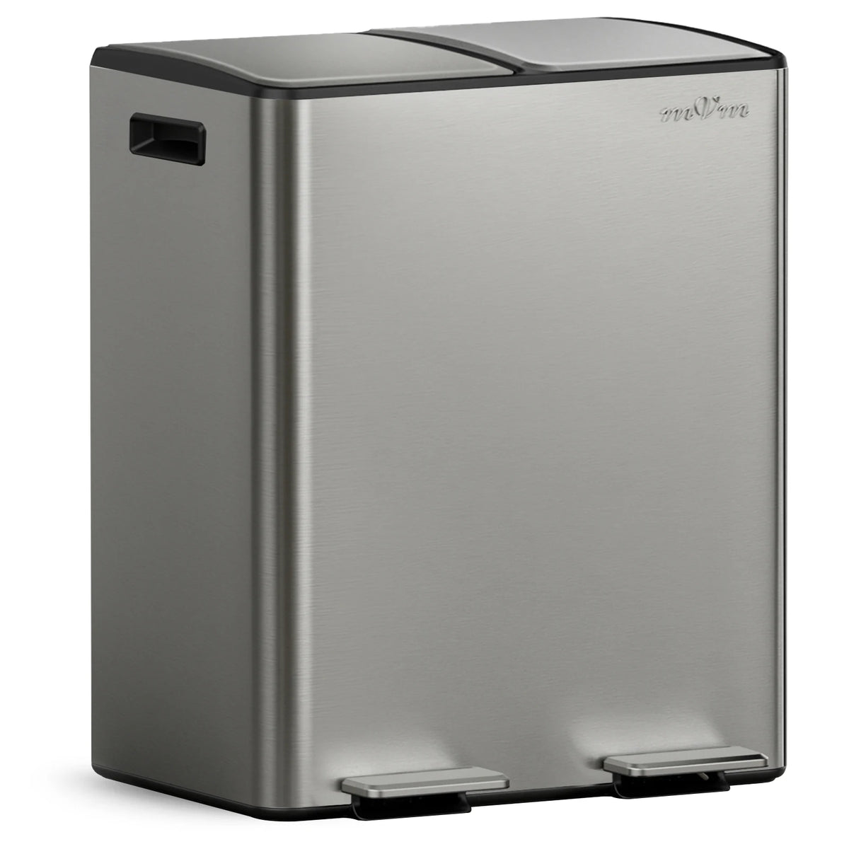Mvm 60L Dual Lid Stainless Steel Trash Can