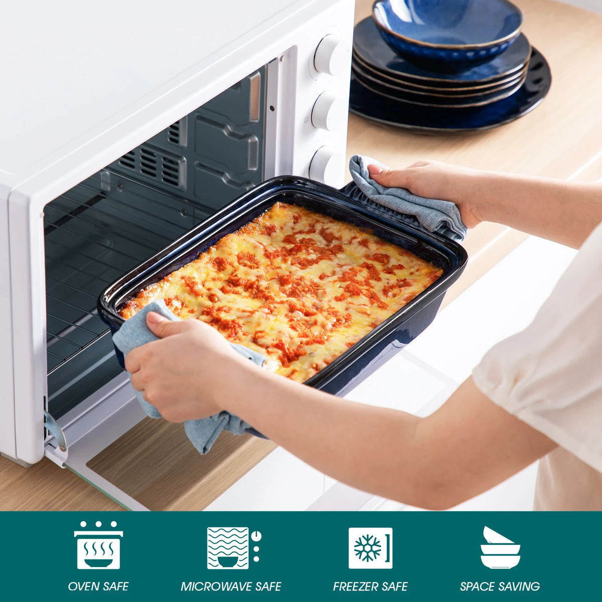 MALACASA Porcelain Casserole Baking Dish With Lid