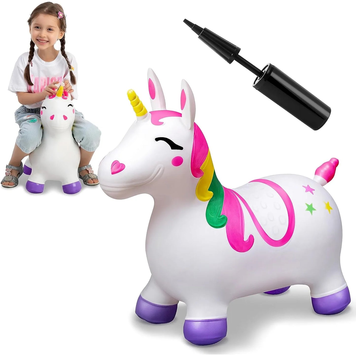 Joyfy Kids Bouncy Unicorn Ride On Toy