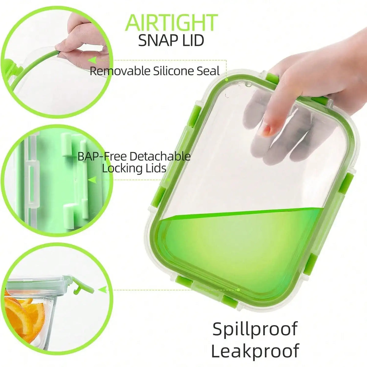 Clear Glass Food Storage Containers With Snap Lock Lids