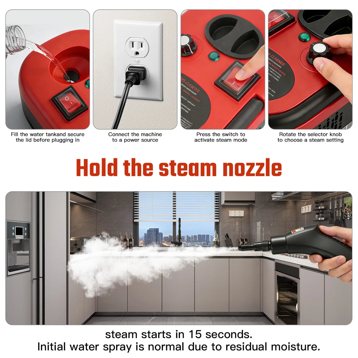 Portable Steam Cleaner With 20 Accessories And Adjustable Temp