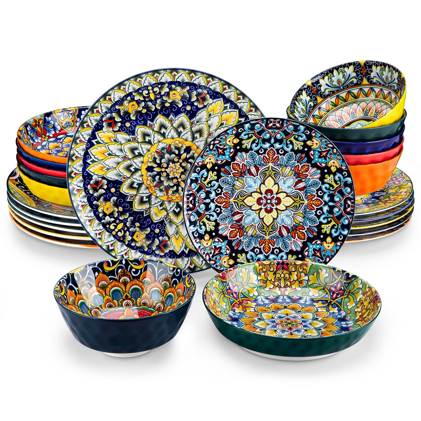Malacasa Bohemian Style Ceramic Dinnerware Set