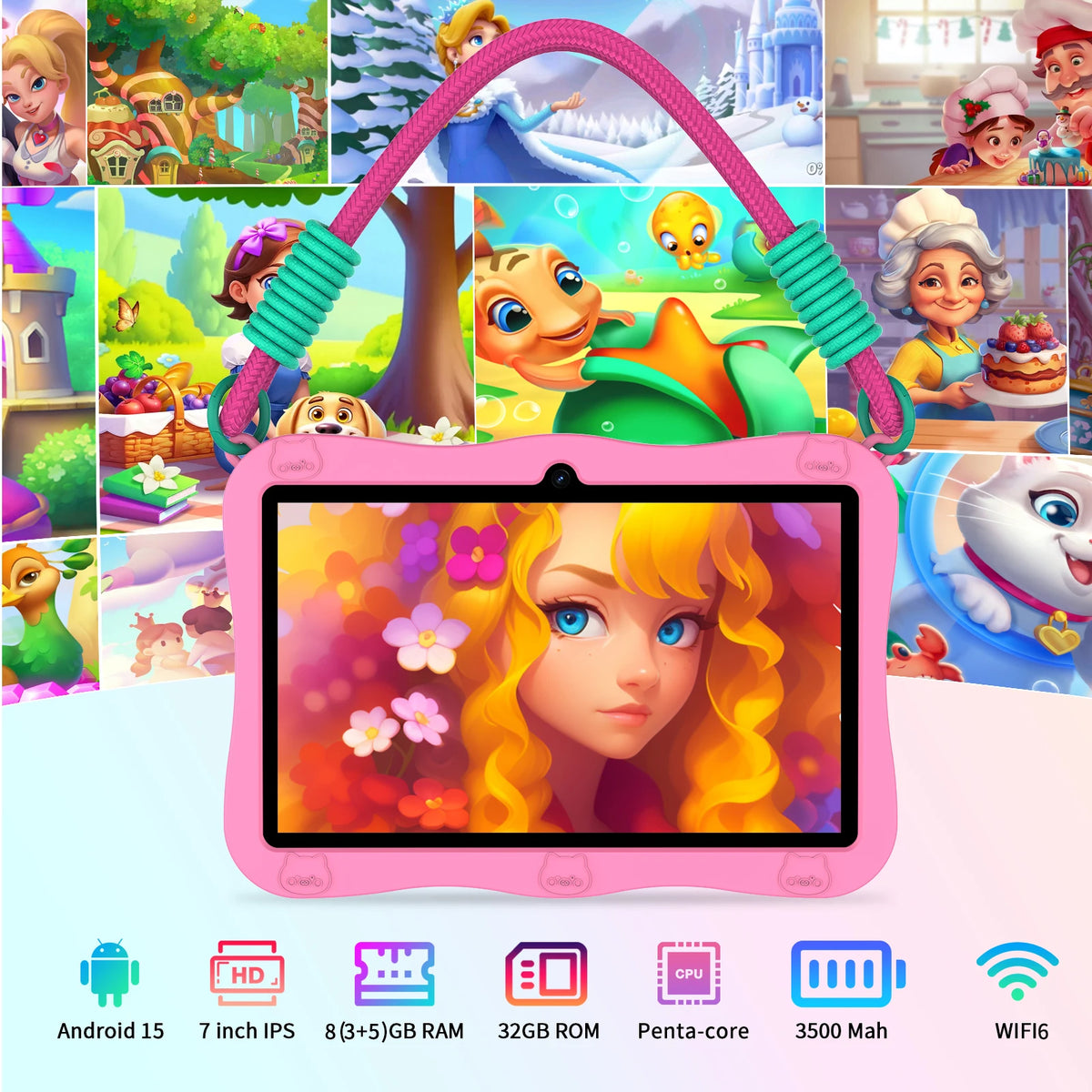 PRITOM Kids Tablet Android 13 Toddler Parental Controls