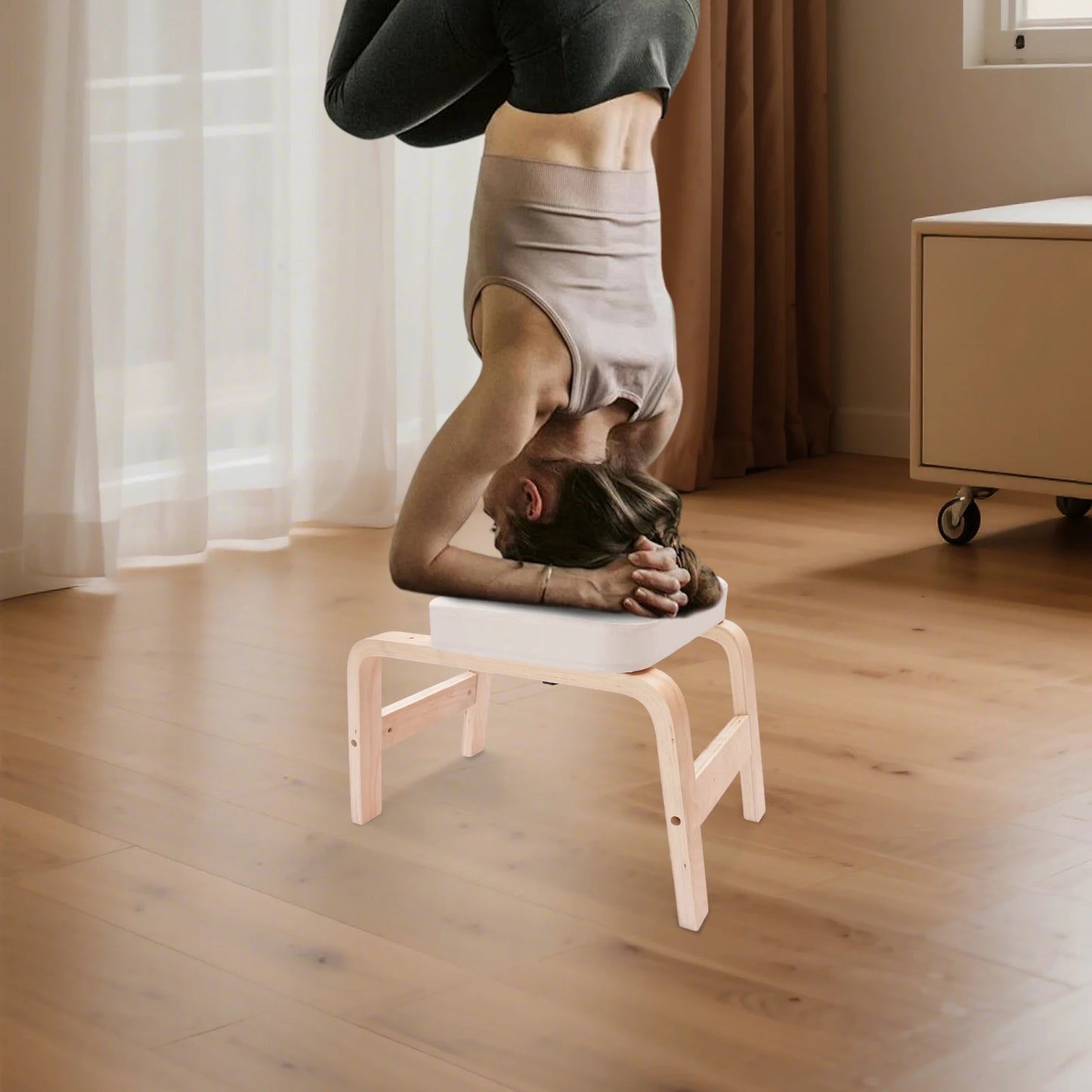 Wood Yoga Headstand Bench Inversion Chair for Fatigue Relief