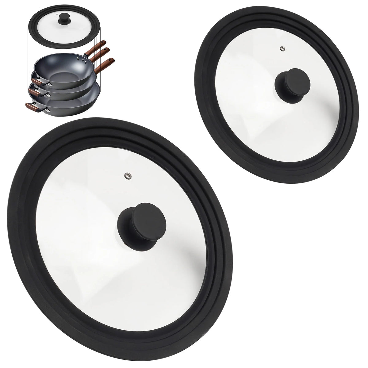 Universal Tempered Glass Replacement Lid With Silicone Rim