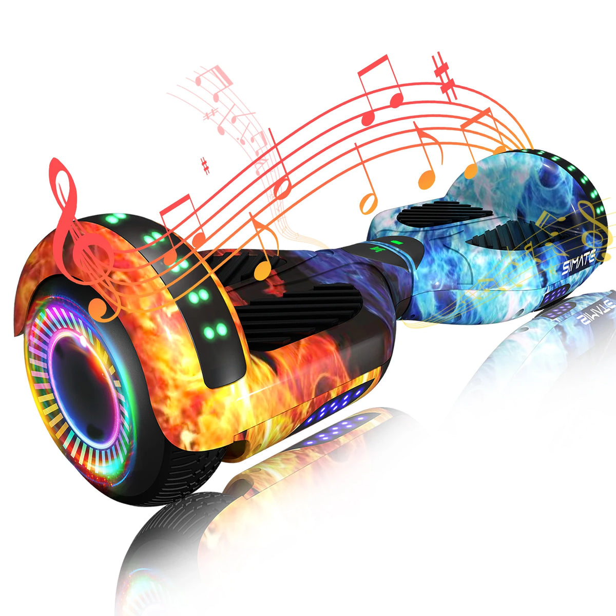 SIMATE Hoverboard With Bluetooth All Terrain LED Lights