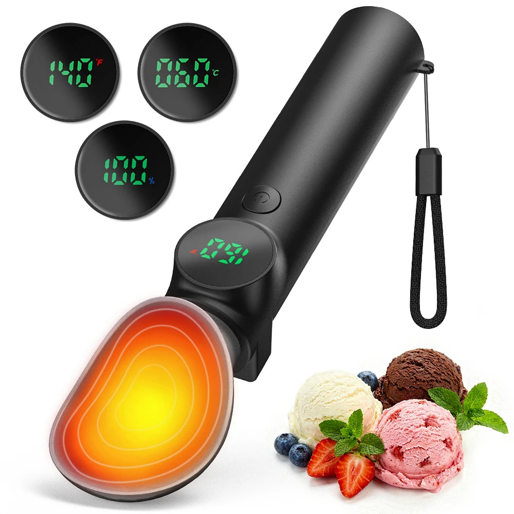 Rechargeable Heated Ice Cream Scoop With LED Display