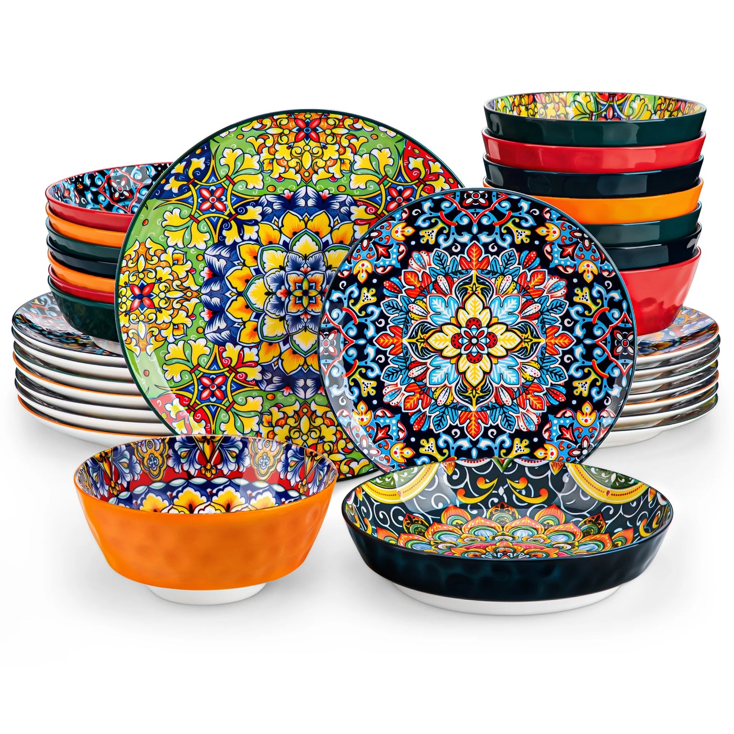 Malacasa Bohemian Style Ceramic Dinnerware Set
