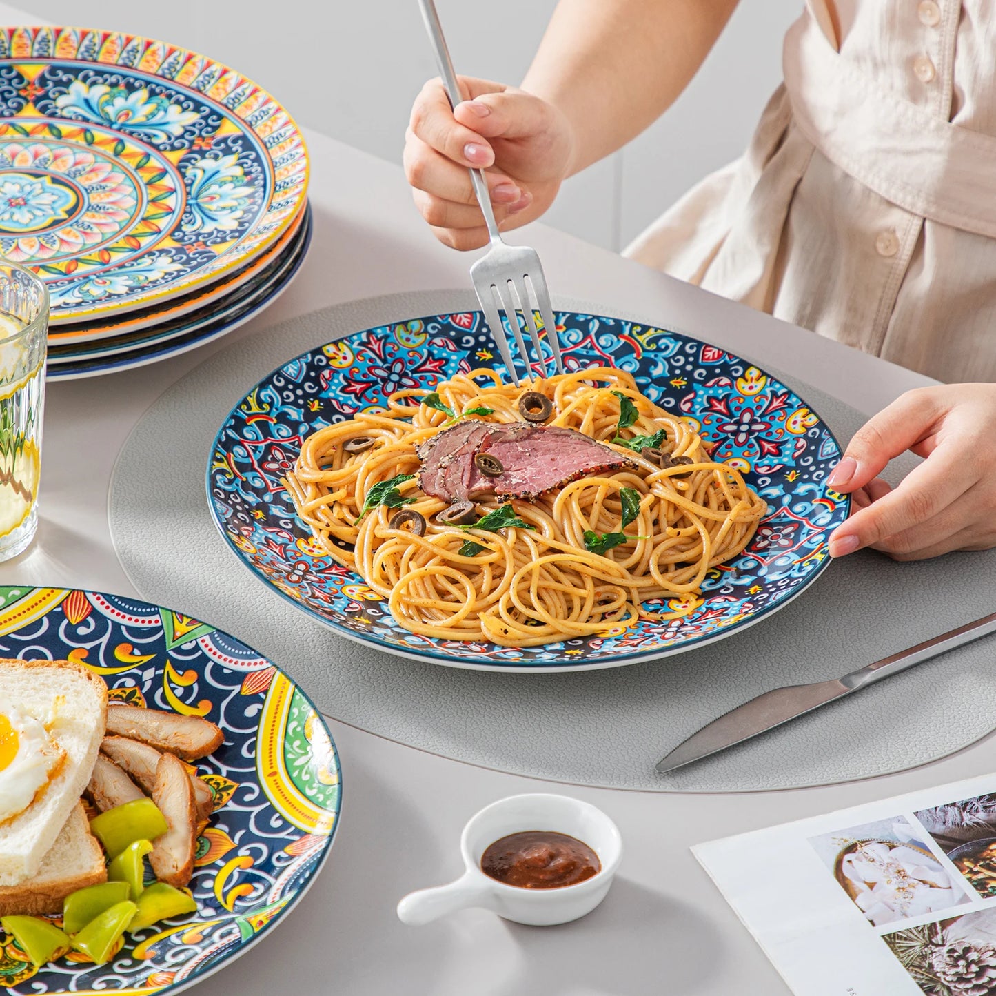 Malacasa Bohemian Style Ceramic Dinnerware Set