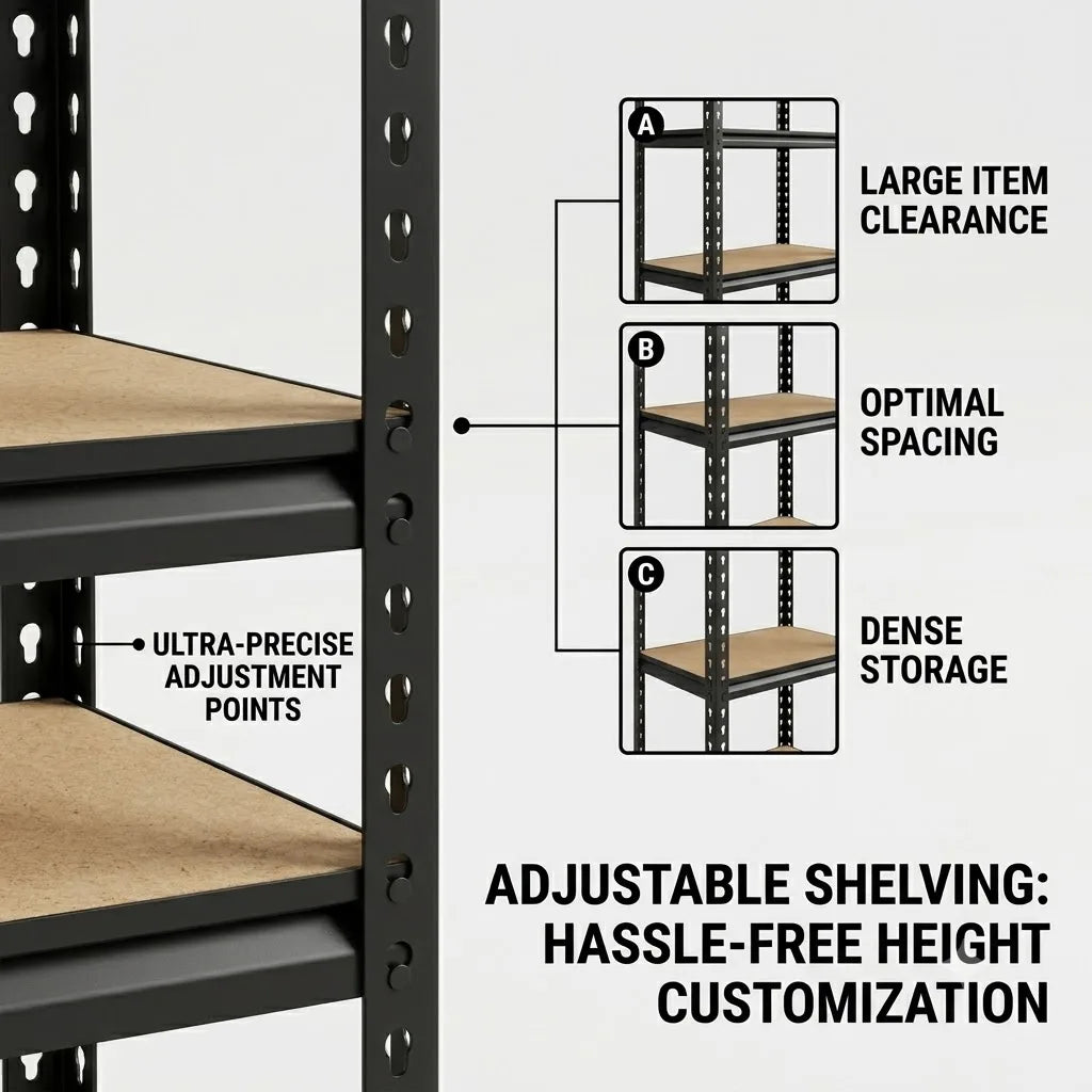 Slim 5 Tier Metal Shelving Unit Adjustable Pantry Rack
