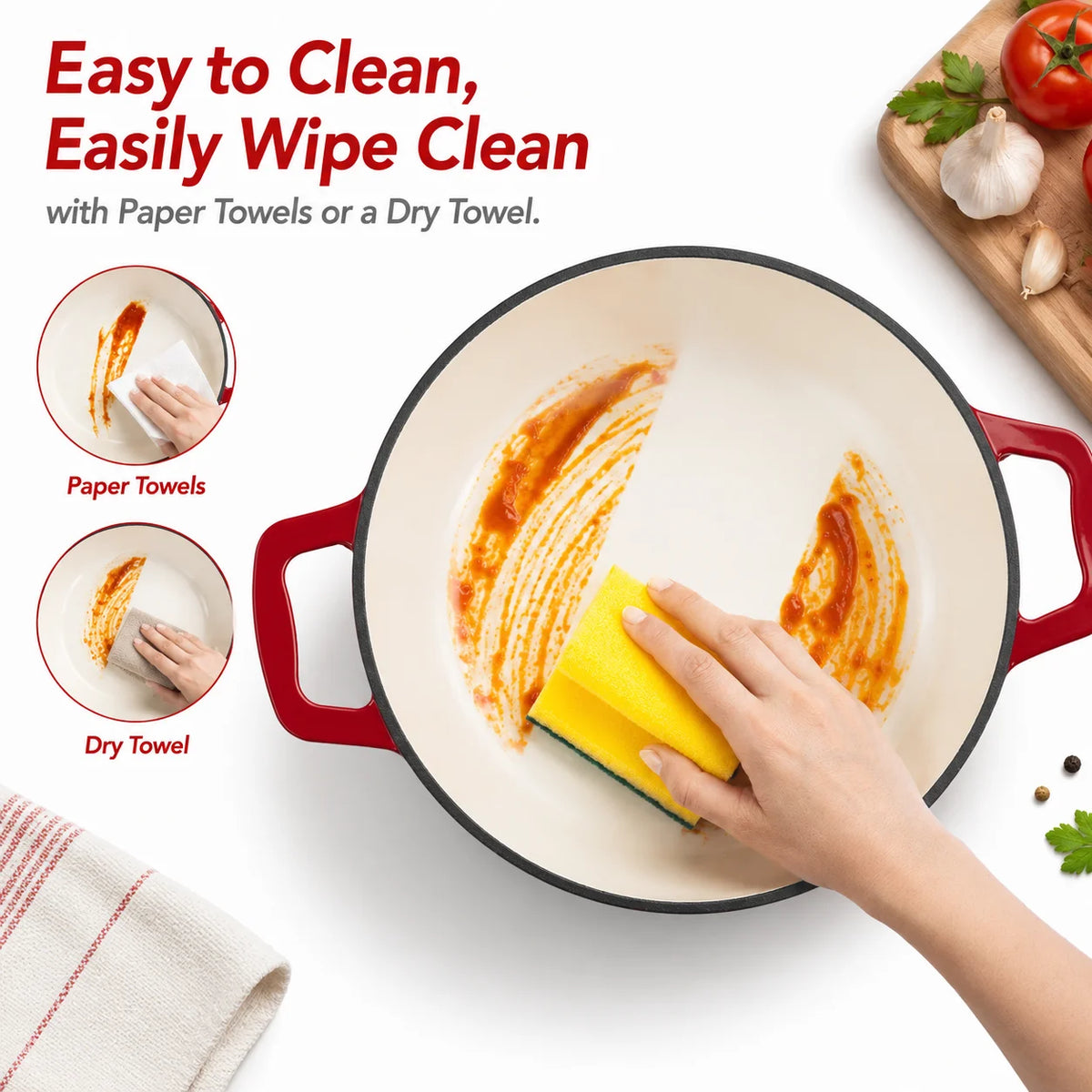 HanSmart 4.75 Qt Enameled Cast Iron Dutch Oven
