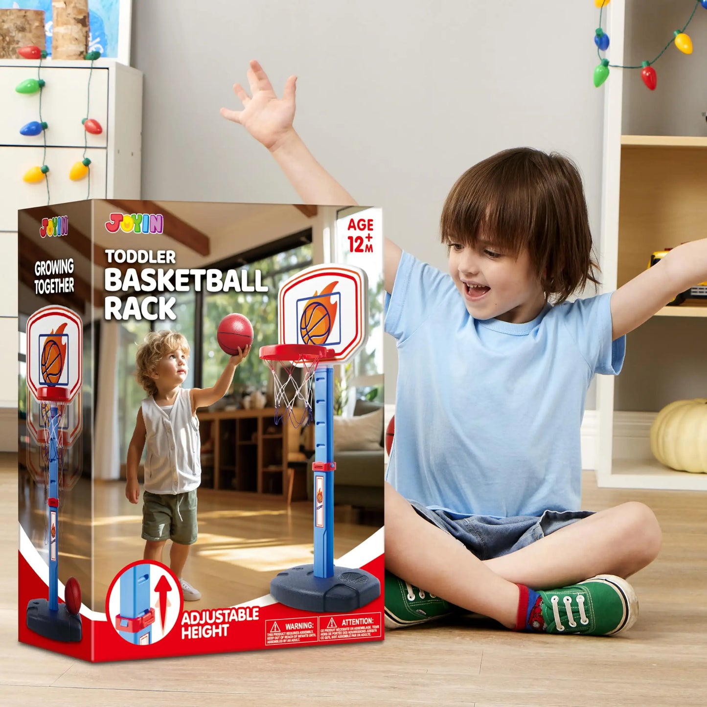 Joyfy Adjustable Toddler Indoor Basketball Goal Set