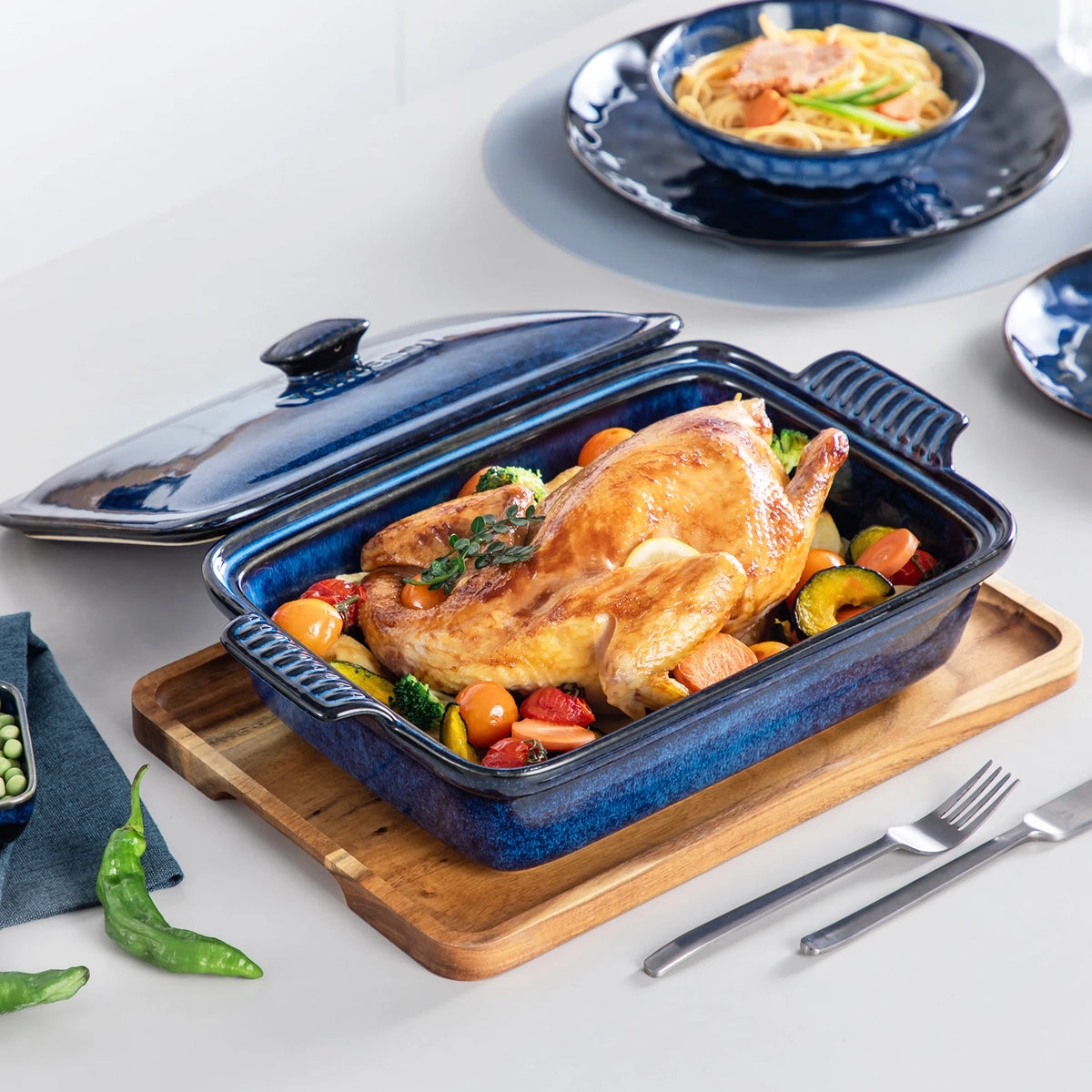 MALACASA Porcelain Casserole Baking Dish With Lid