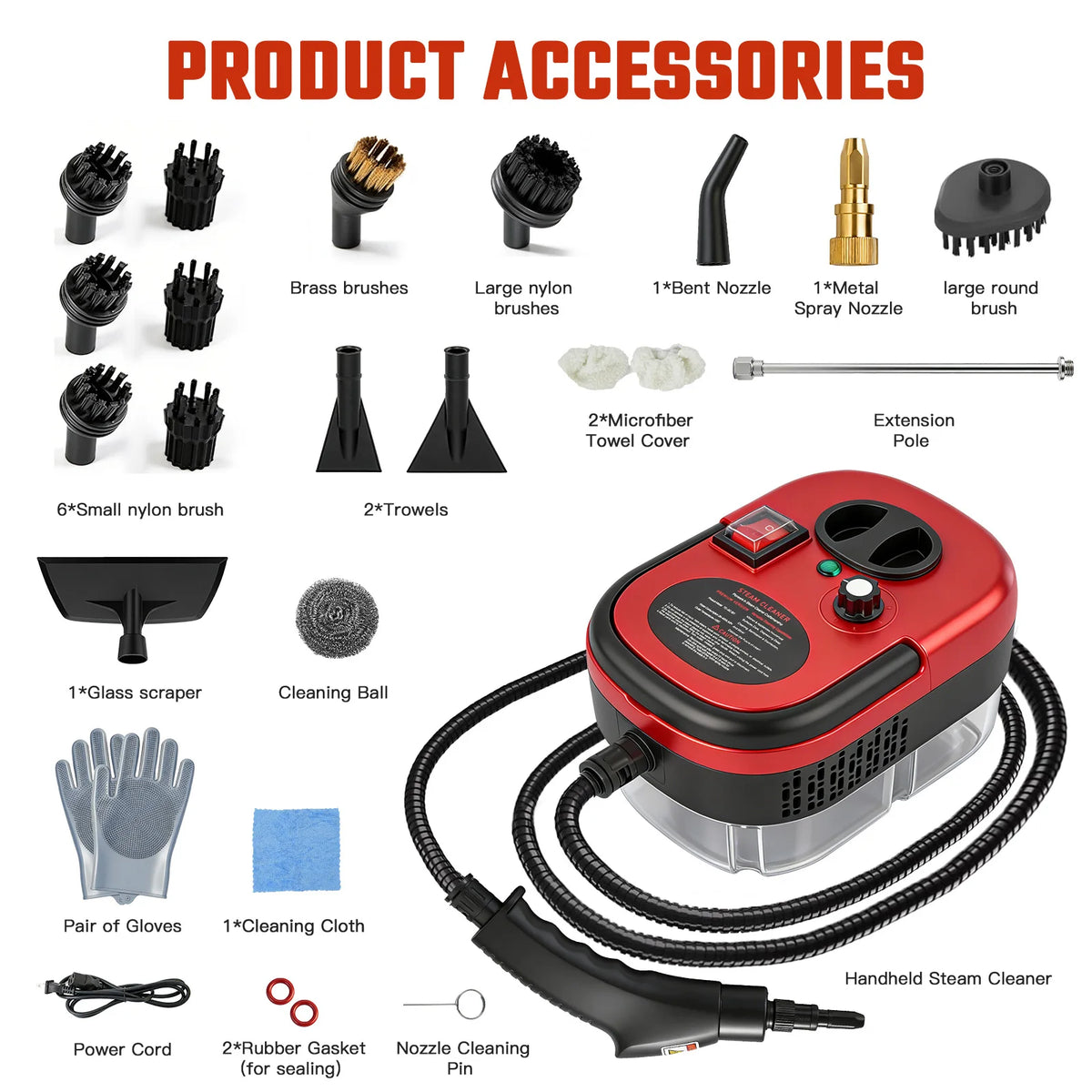 Portable Steam Cleaner With 20 Accessories And Adjustable Temp