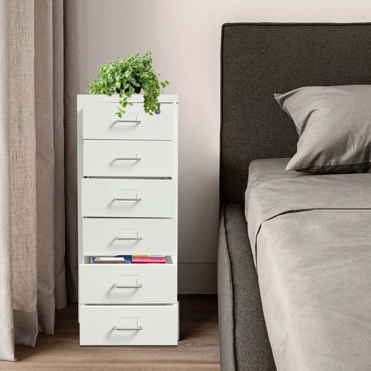 Six Drawer Lockable File Cabinet With Wheels