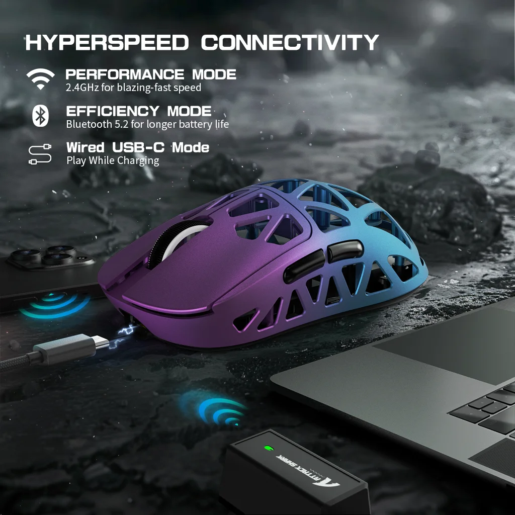 Attack Shark R2 Tri Mode Mouse 42000 DPI Optical Gaming Sensor