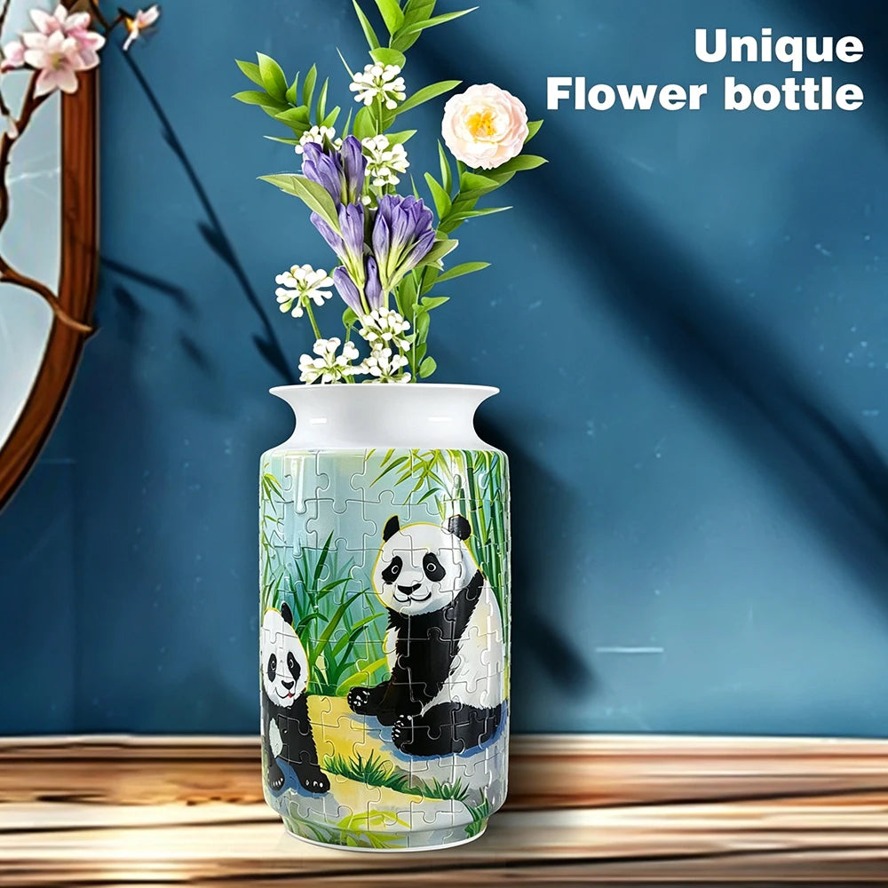 CONUSEA 3D Panda Bamboo Puzzle Vase For Home Decor Ornament