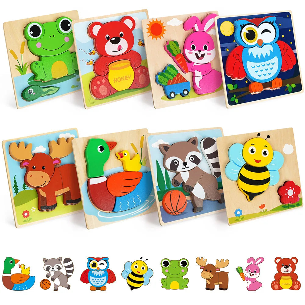 Educational Wooden Animal Puzzles For Toddlers