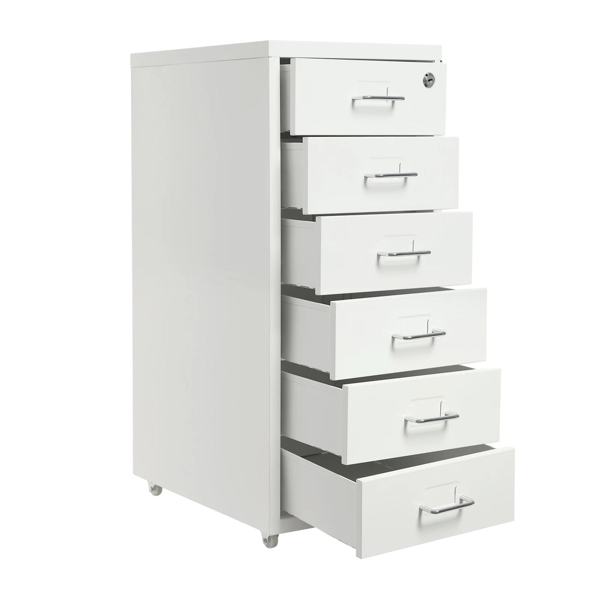 Six Drawer Lockable File Cabinet With Wheels