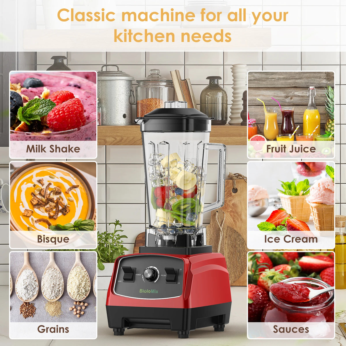 Biolomix BPA Free Heavy Duty Blender 2200W 3HP