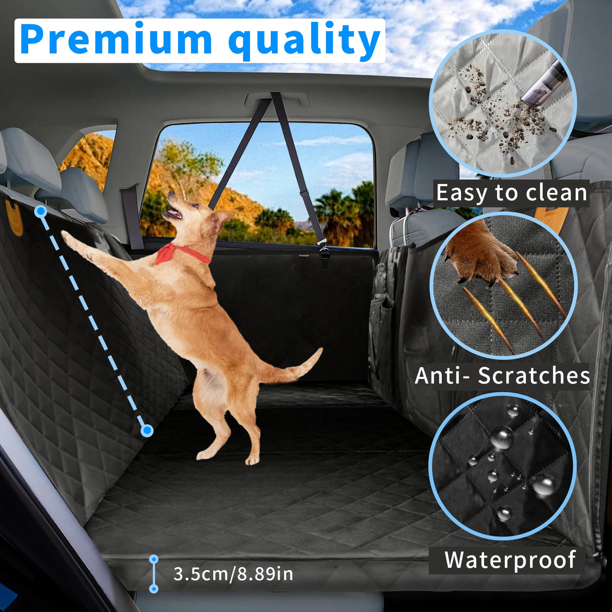 BORWART Waterproof Dog Car Seat Cover Hammock Extender