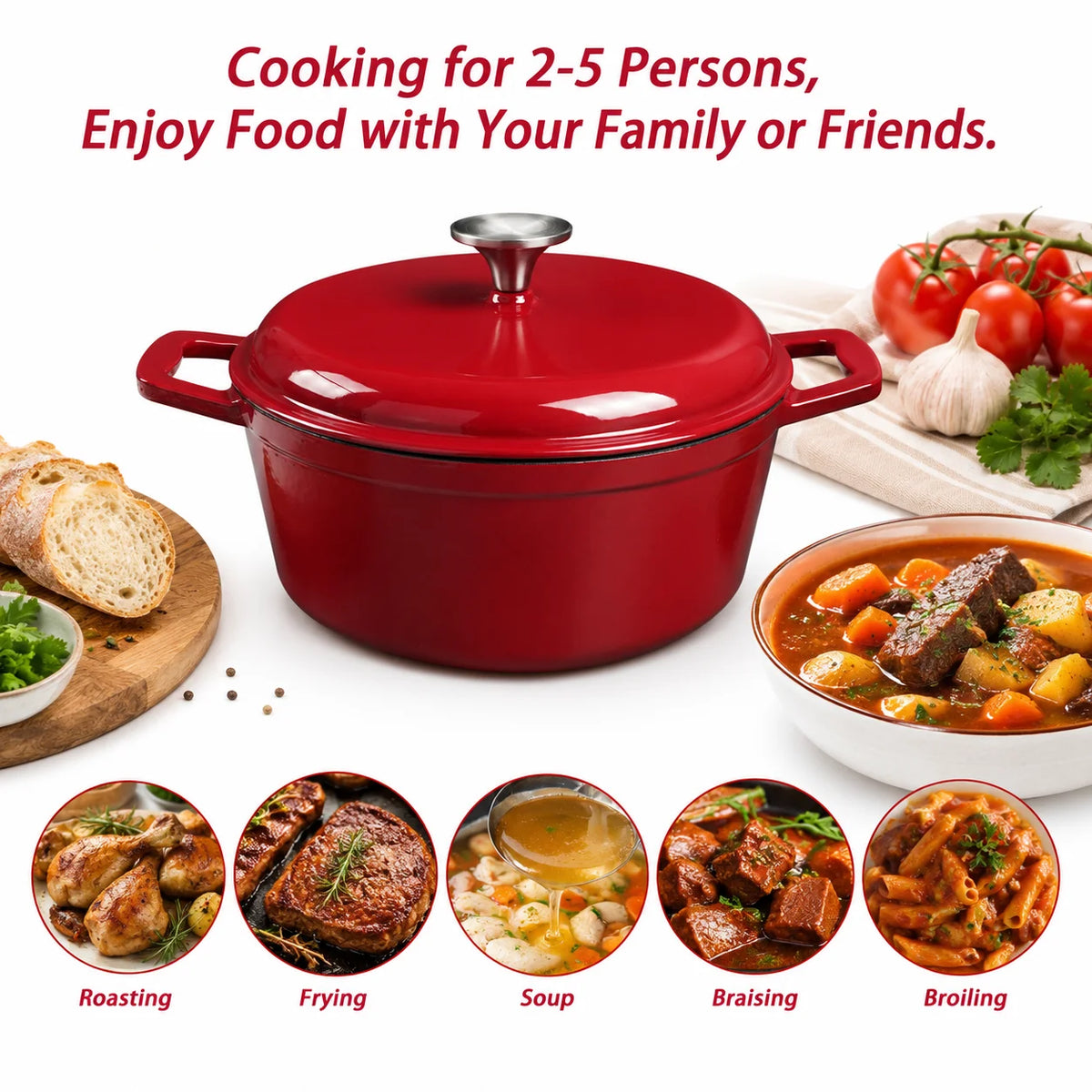 HanSmart 4.75 Qt Enameled Cast Iron Dutch Oven