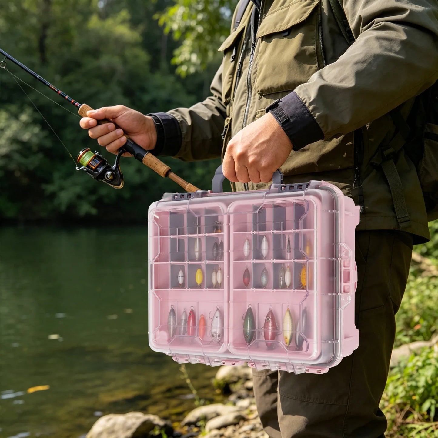 Fishing Tackle Box Organizer With Removable Slots