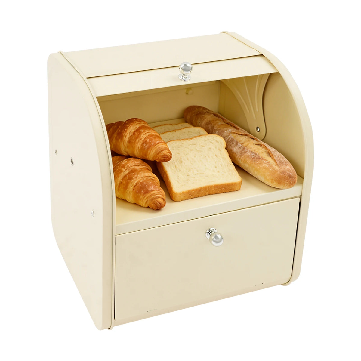 Two Tier Carbon Steel Roll Top Bread Storage Box