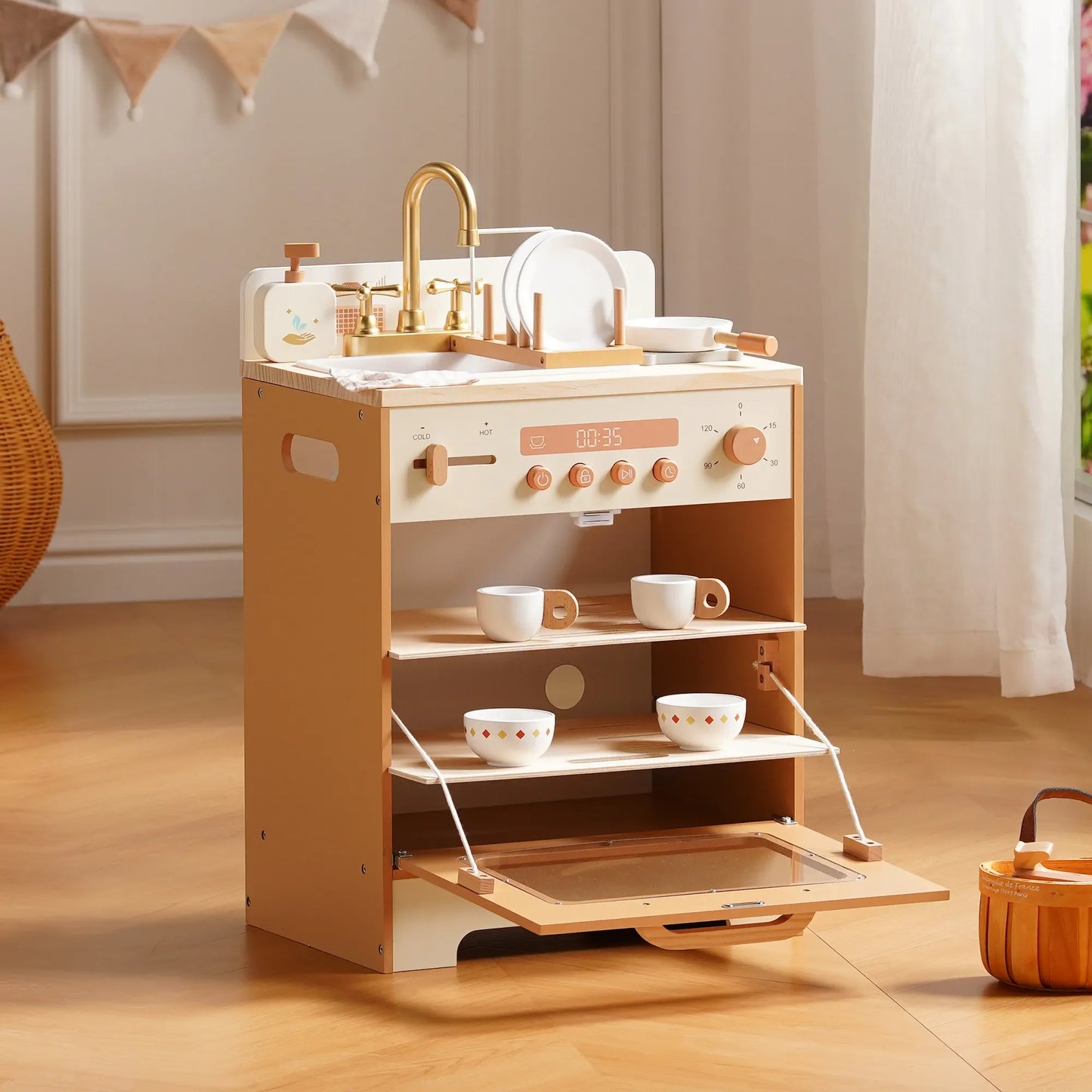 Robotime Wooden Play Kitchen With Appliances